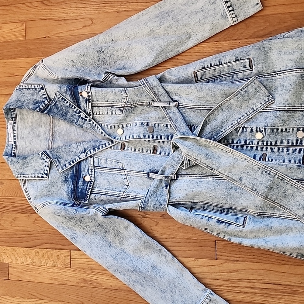 Denim Trench Coat with Belt